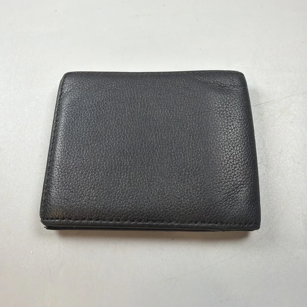 COACH Men's Bifold Black Pebble Leather Wallet
